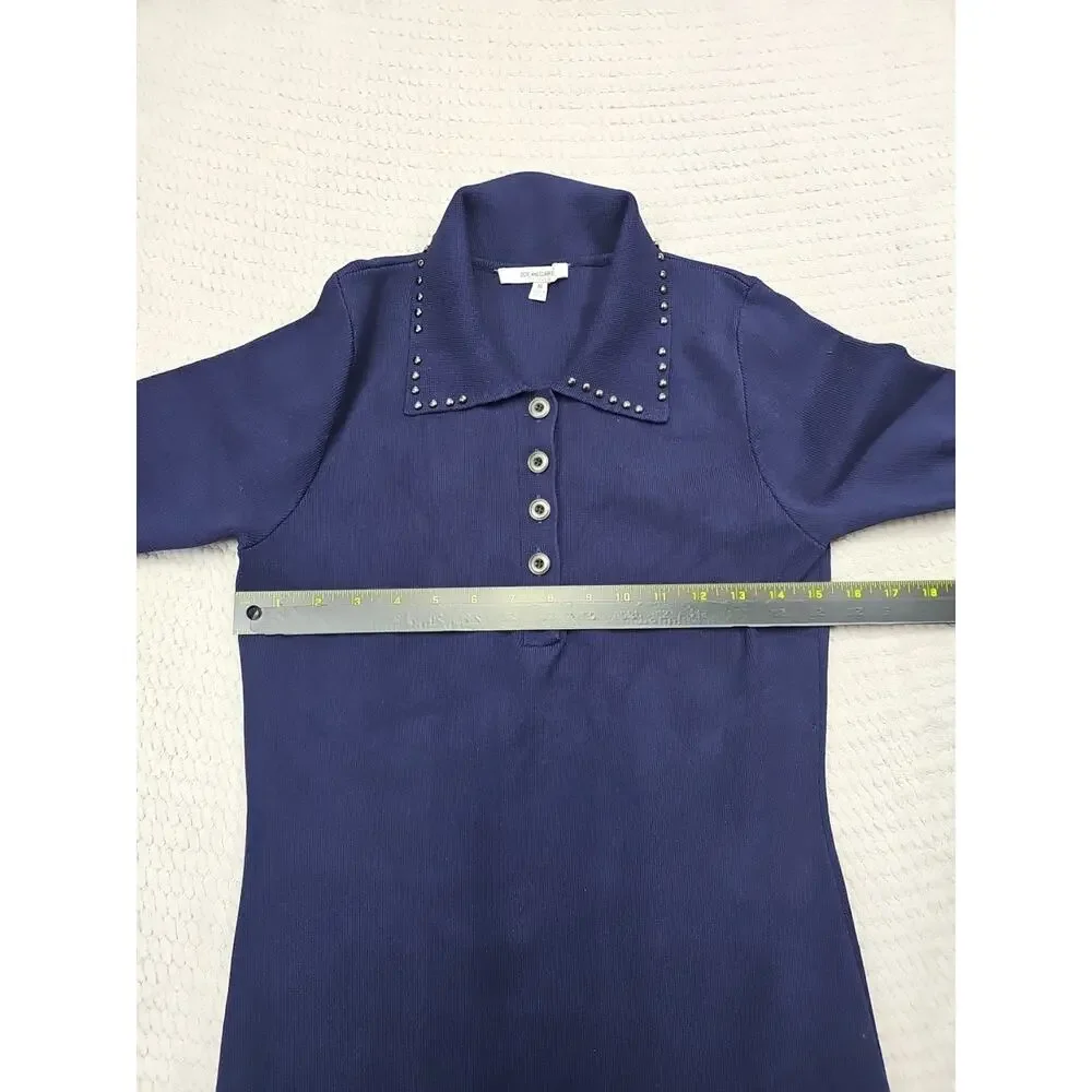 Zoe & Claire Sweater Dress Womens Medium Blue Collared Midi Length - Picture 5 of 10